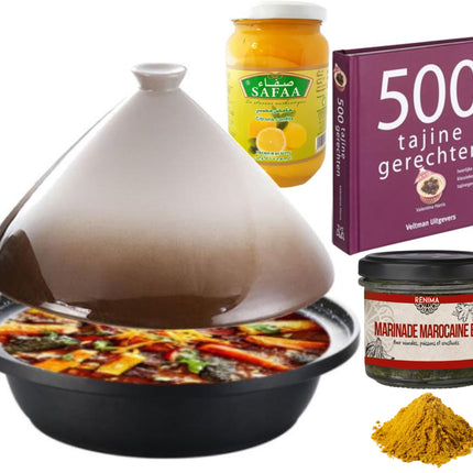 Cuilina Tajine-Paket -Kochbuch-Gewürze-eingelegte Zitronen - Geschenkpaket