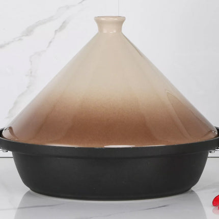 CUILINA | Tajine aus Steingut und Gusseisen mit Induktionsfunktion | Griffe | Geeignet für 4-8 Personen - Alle Kochfelder | Ø 30cm