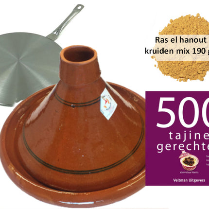 Tajine-Set Induktion, 4-6 Pers. Tajine, 190 g Gewürze, Kochbuch, Induktionsadapter