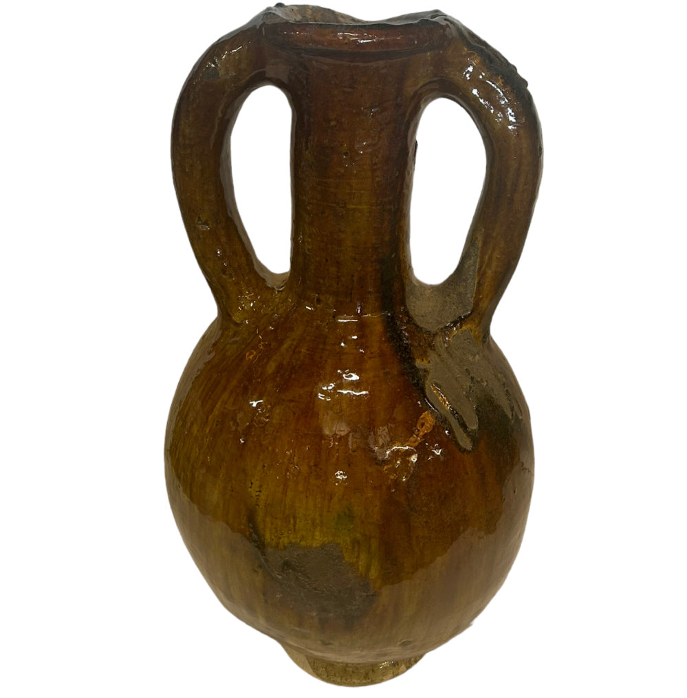 Grand vase Tamegroute avec poignées jaune ocre