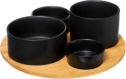 Tapasschale / Aperitif-Set Holz / schwarz. 33cm