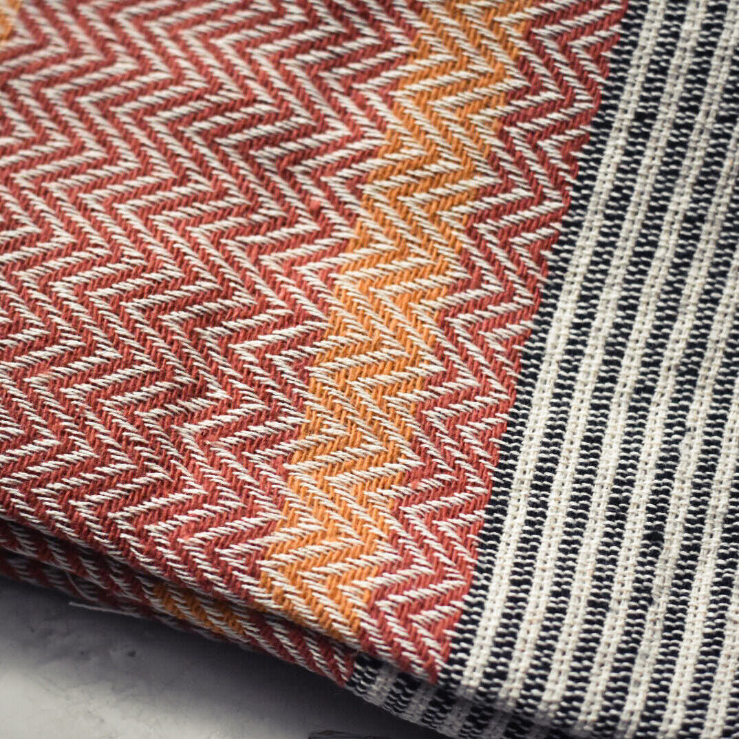 Oosterse katoenen plaid met kwastjes – handgemaakt, 125 x 180 cm – foto 6