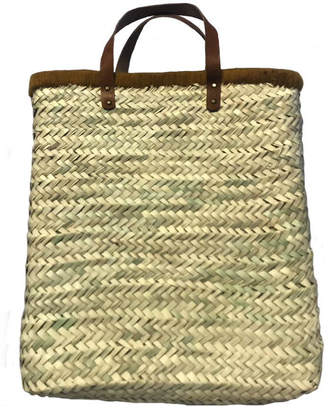 Marokkaanse rieten shopper – gehaakte raffia tas met leren handvatten