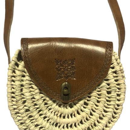 Raffia Schulter-Crossbody-Tasche