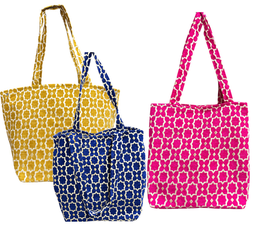 Marokkaanse shopper van fluweel met gouden accenten – medium tote bag