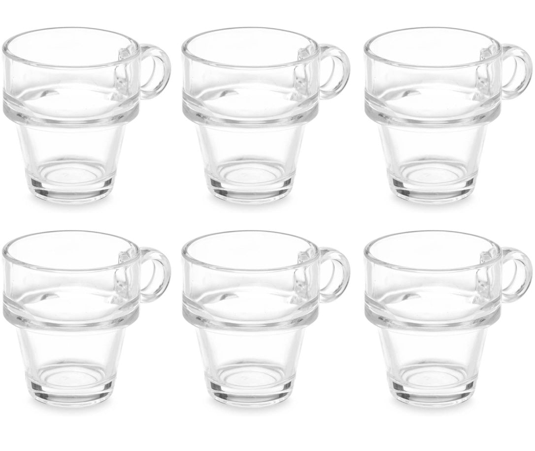 Set of 6 Stackable Glass Coffee Cups - 90 ml