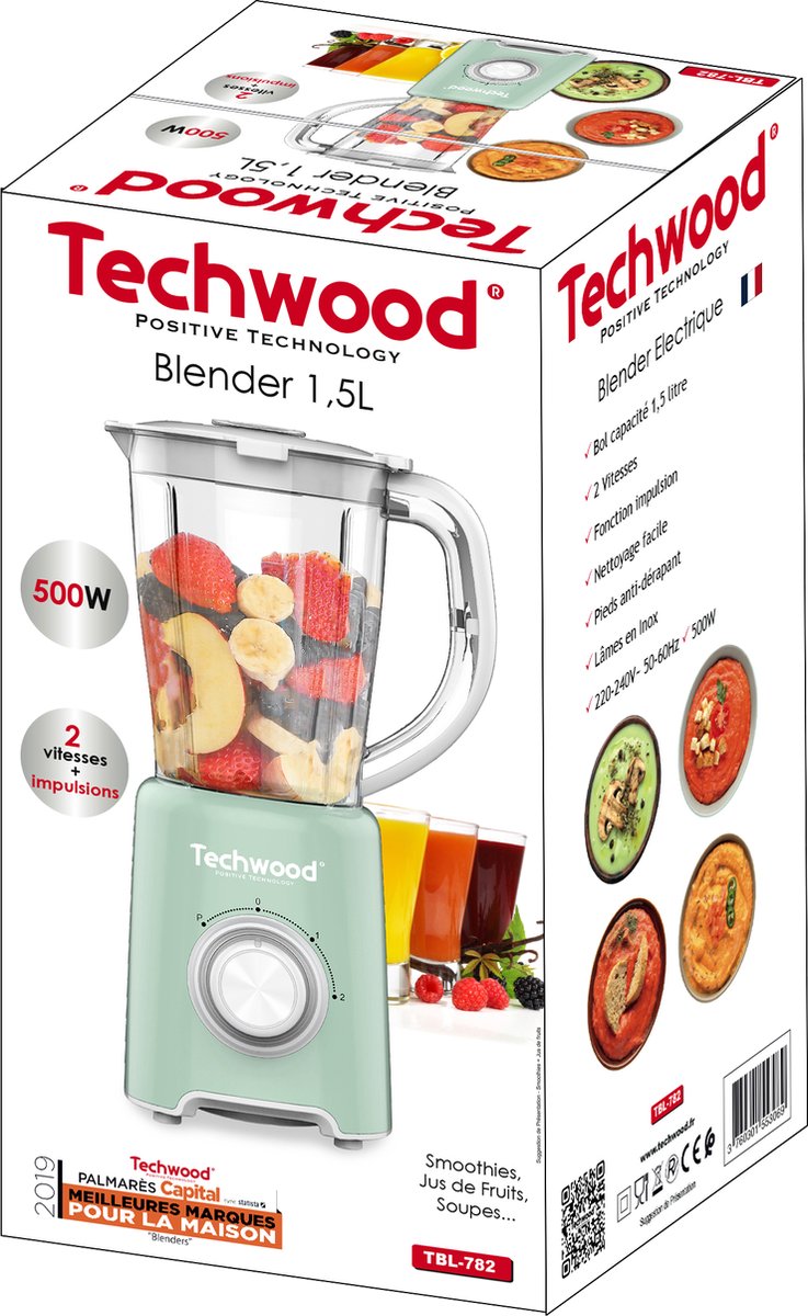 Techwood 782 - Blender - 1.5 L - 500 Watt - Pastel Green
