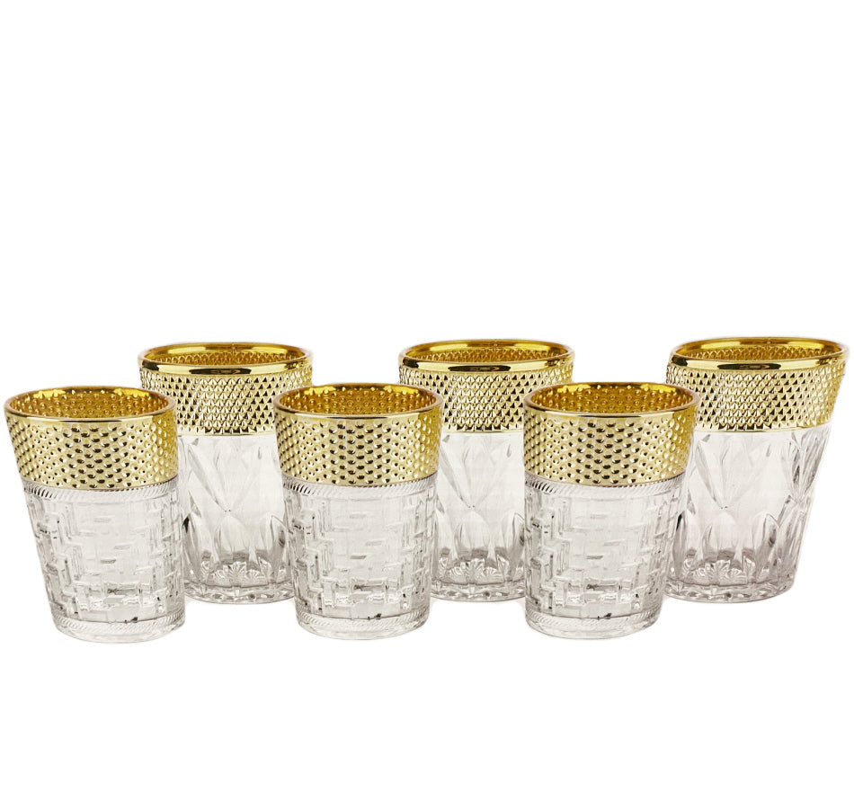 Glass set with gold rim