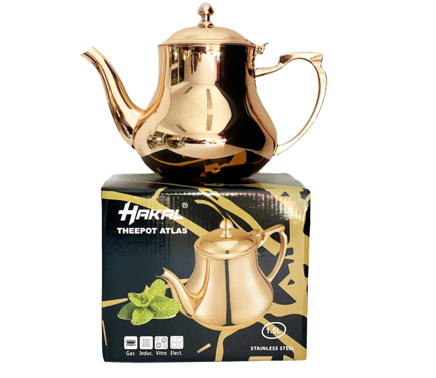 Moroccan teapot stainless steel - gold
