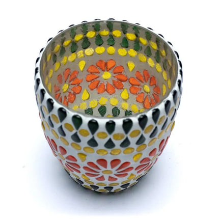 Mosaik Teelichthalter grün/gelb