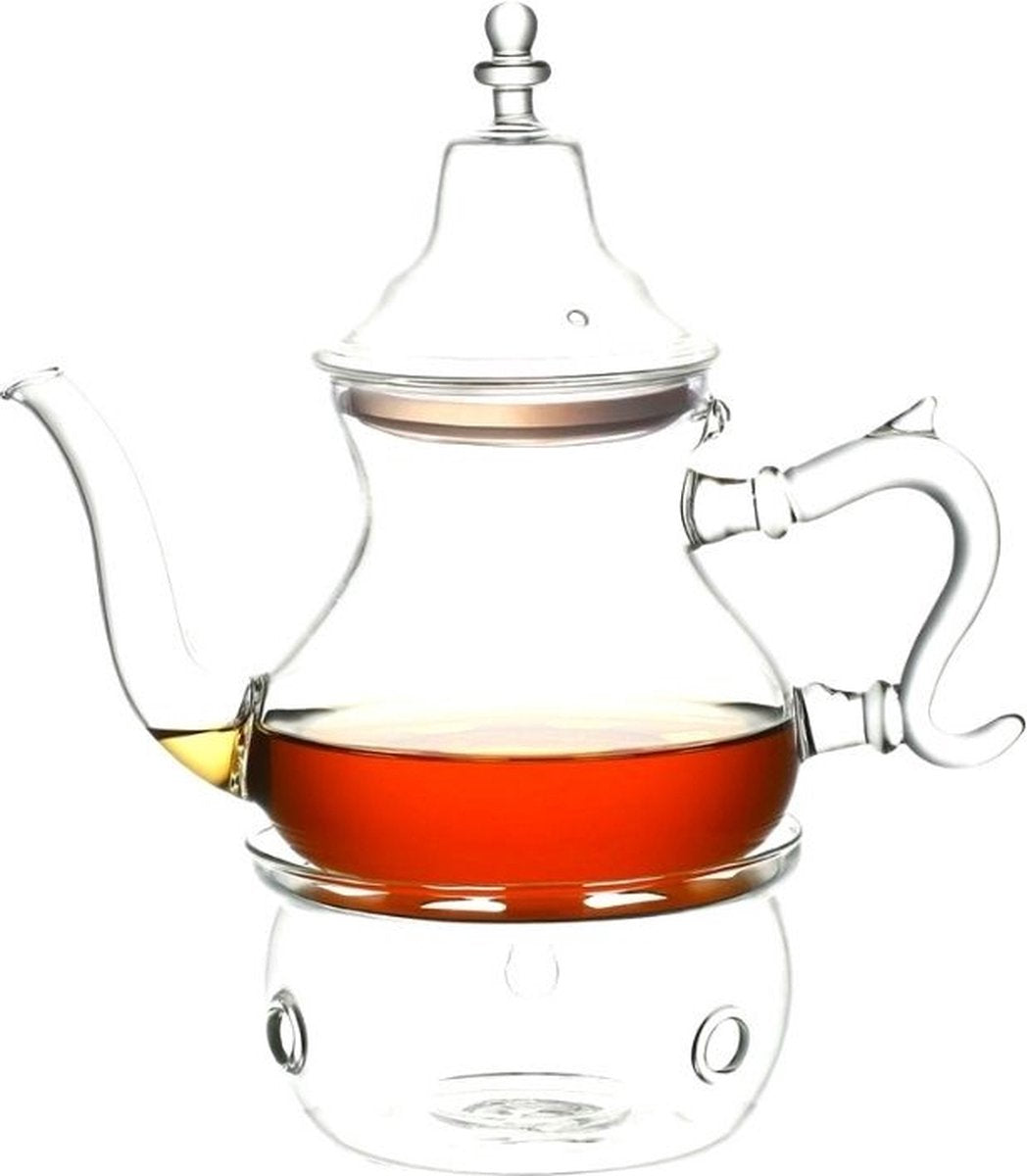 Moroccan glass teapot with warmer.-1.8