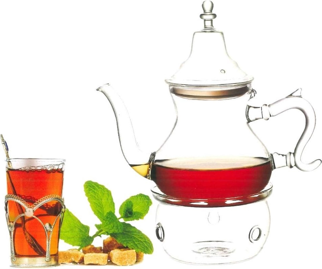 Moroccan glass teapot with warmer.-1.8