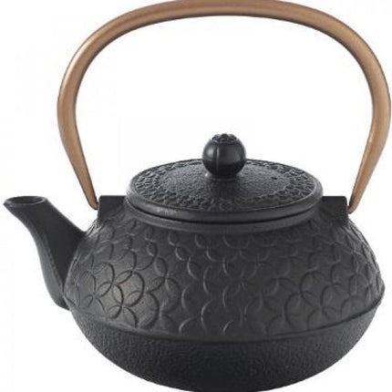 Theepot gietijzer met koperen hengsel