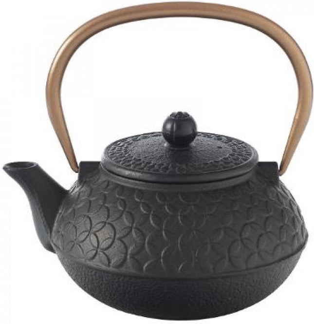 Theepot gietijzer met koperen hengsel