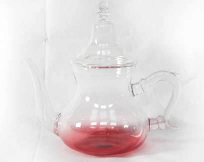 Marokkaanse glazen theepot Wit/Rood