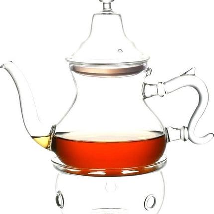 Marokkaanse glazen theepot met warmer
