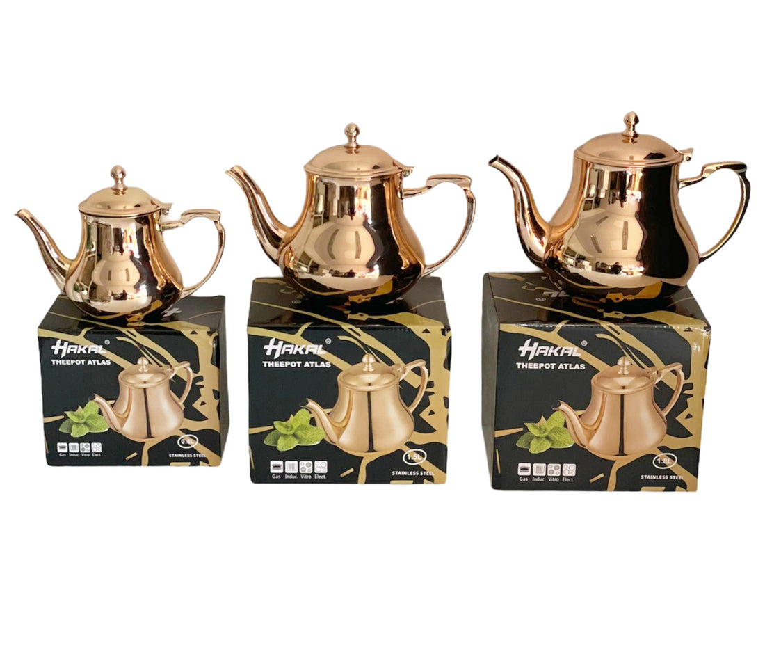 Moroccan teapot stainless steel - gold