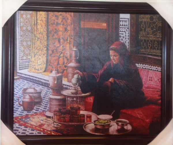 Peinture femme au thé