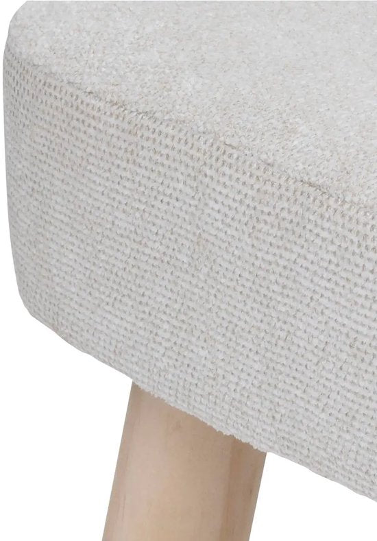 Thena Side Table Stool - Three-Legged Ottoman in Ivory - 32 x 32 x 36 cm - Small Seat - Side Table - Decorative Stool