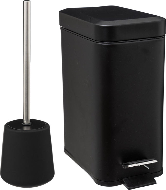 Bad/WC-Accessoires-Set – WC-Bürste/Tretmülleimer 5L – schwarz