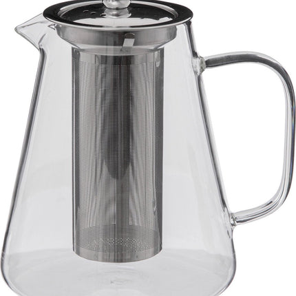 Transparent - Teekanne - Glas/Edelstahl - mit Sieb - 1300 ml