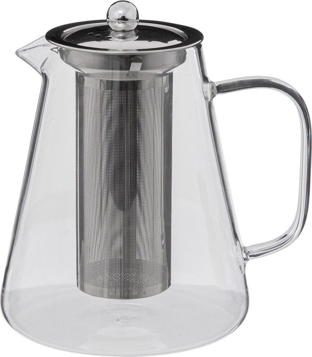 Transparant - Theepot - glas/rvs - met filter - 1300 ml
