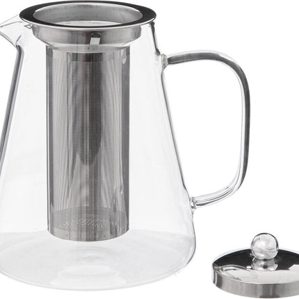 Transparent - Teekanne - Glas/Edelstahl - mit Sieb - 1300 ml