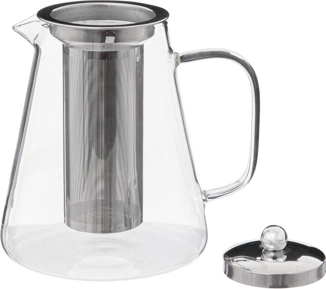 Transparant - Theepot - glas/rvs - met filter - 1300 ml