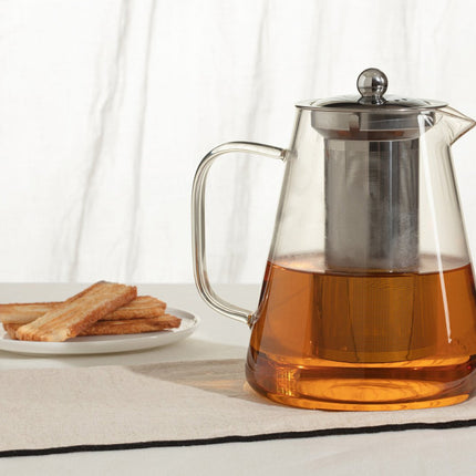 Transparent - Teekanne - Glas/Edelstahl - mit Sieb - 1300 ml