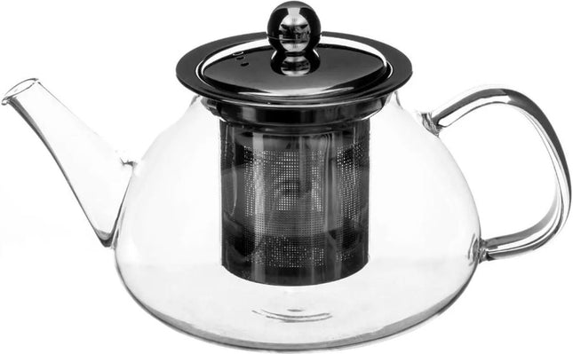 Theepot - glas/rvs - met filter - 850 ml