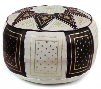 Moroccan Pouf white/black