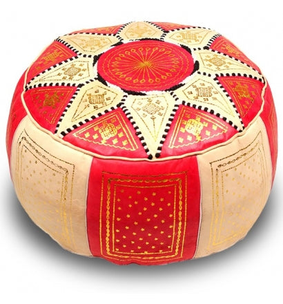 Pouf marocain Rouge/Blanc