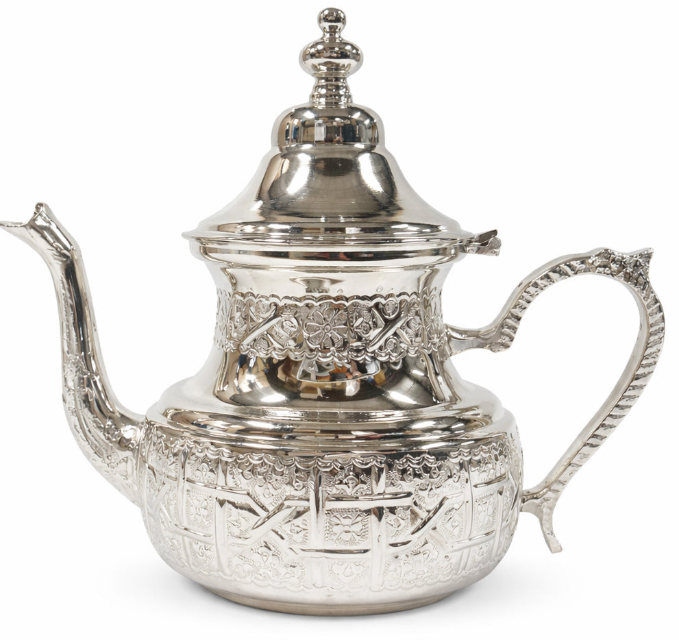 Traditional Moroccan Silver Teapot – Berrad – Handmade in Fez – 1 Liter