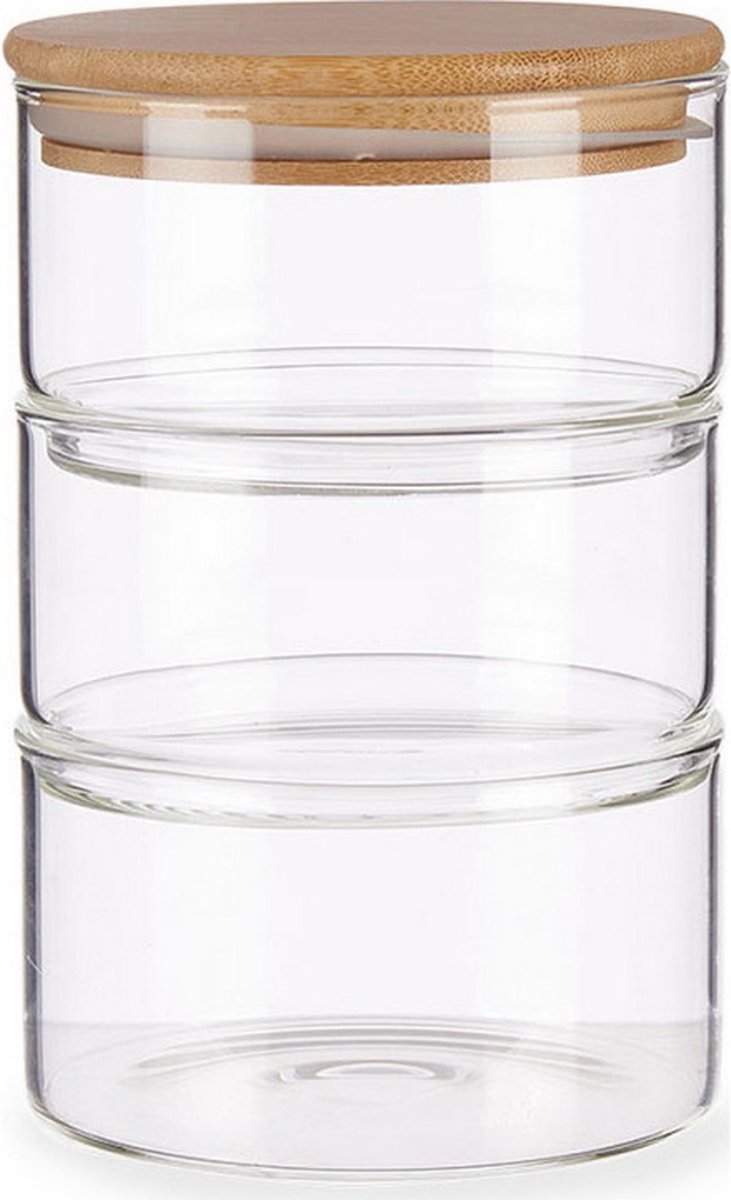 Boîte de conservation Transparente Bambou Verre borosilicate (1200 ml)