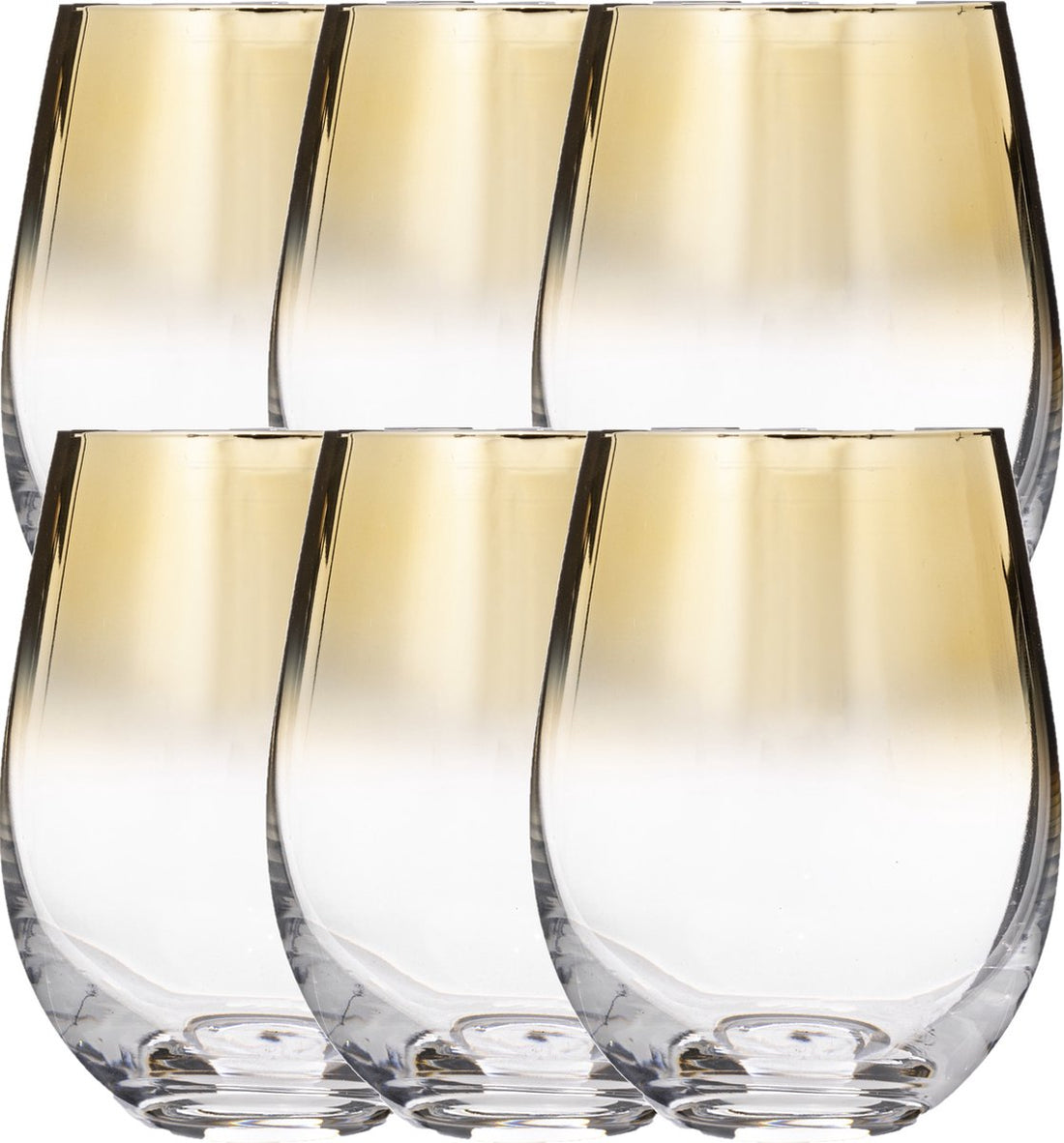 Tumbler glazen met gouden rand Arya – set van 6, 540 ml