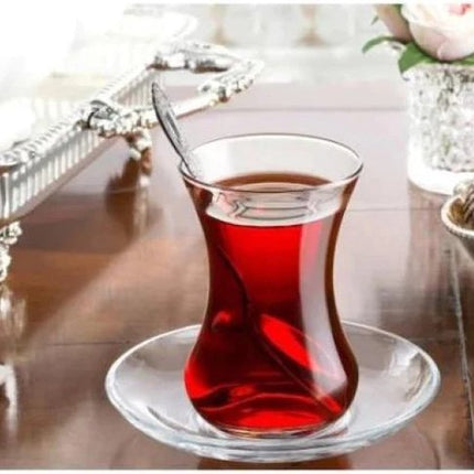 Türkische Teegläser mit Untersetzern – 6er-Set – 130 ML