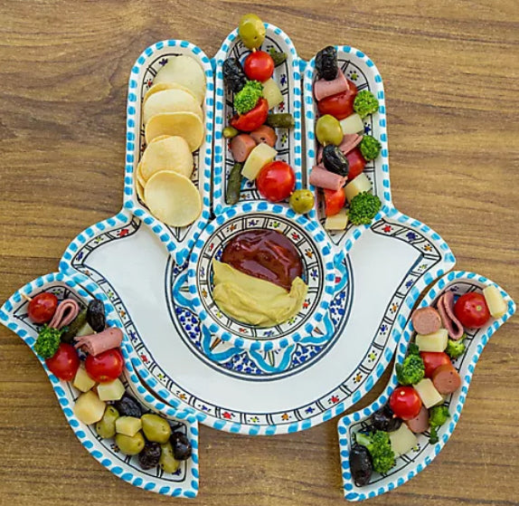 Ensemble de présentation Khamsa Turquoise - plateau à tapas