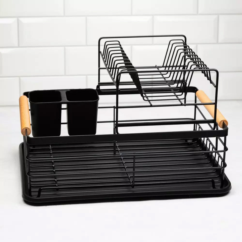 Kinghoff vaatdroogrek met 2 niveaus – zwart afdruiprek, 43 x 32 x 27 cm – foto 3