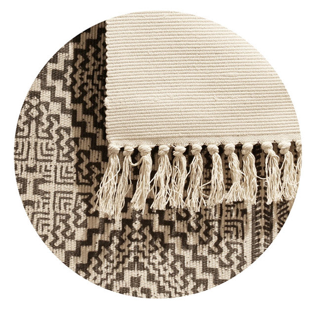 Tapis ethnique à franges 60x90cm motifs à carreaux