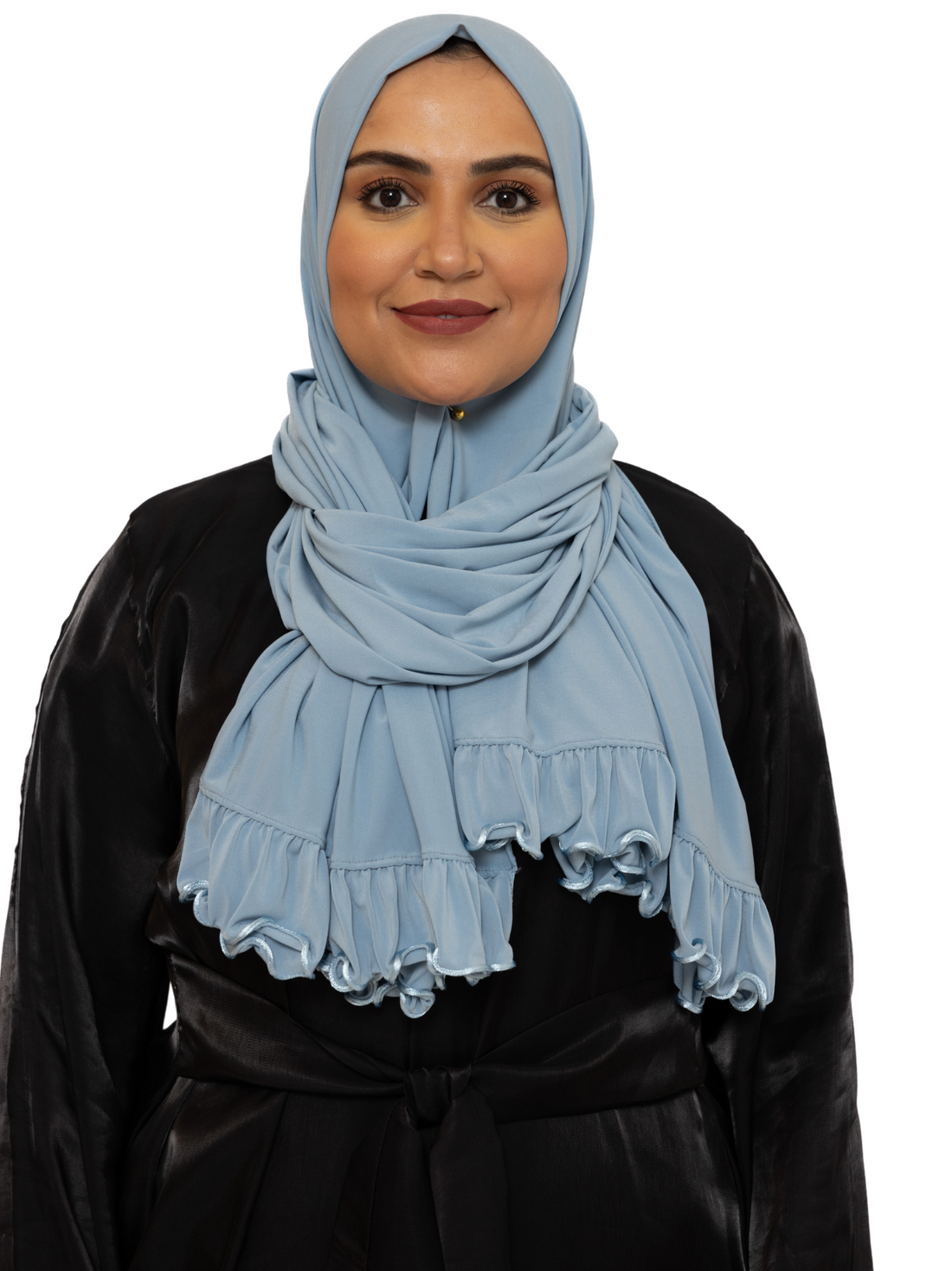 Ruffle premium jersey sjaal – hoofddoek van stretchstof met ruches