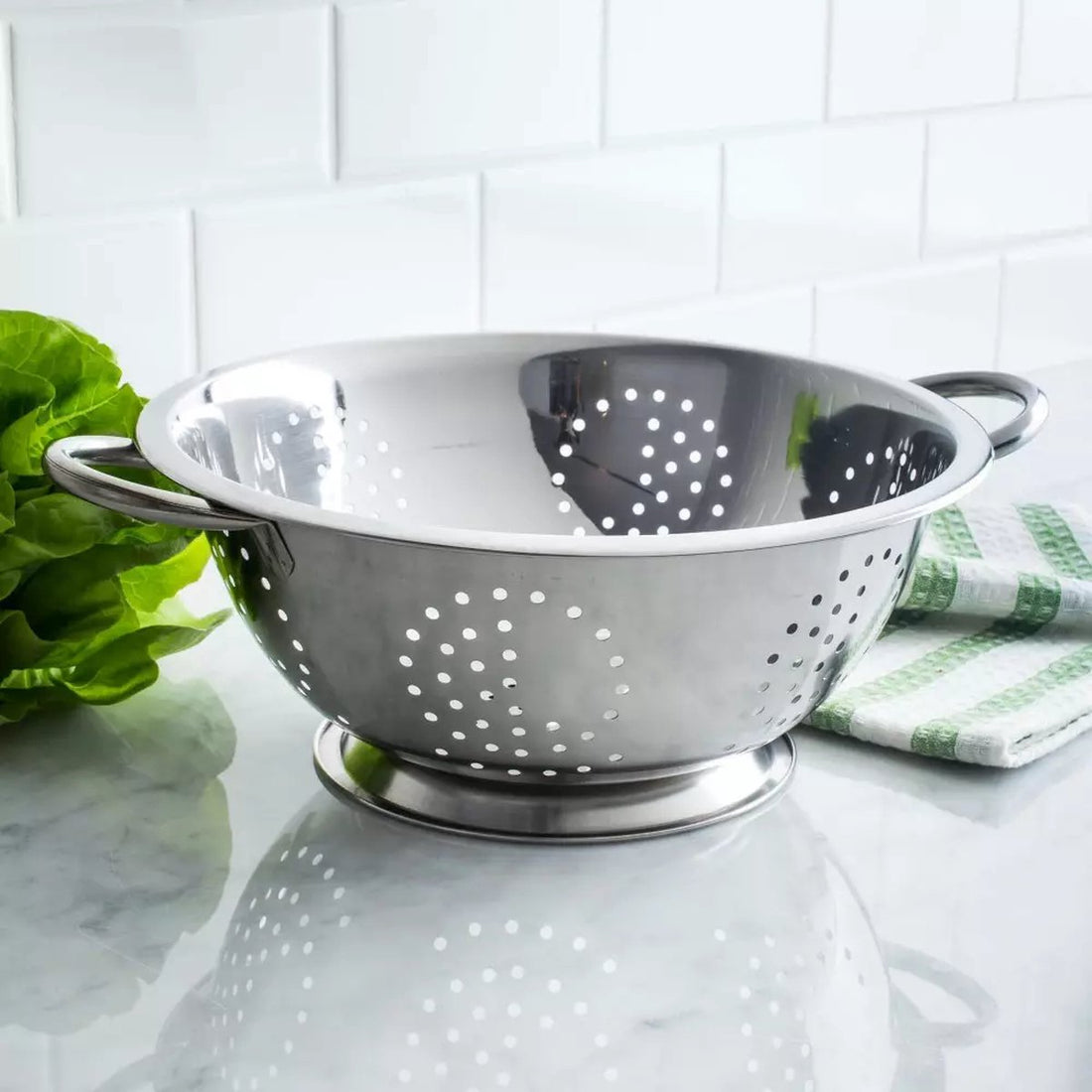 Kinghoff® - Universal Stainless Steel Colander with Handles - Ø 28 cm - Dishwasher Safe