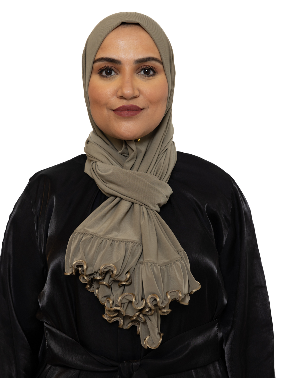 Ruffle premium jersey sjaal – hoofddoek van stretchstof met ruches – foto 9