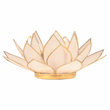 Lotus Teelichthalter Natur goldrand