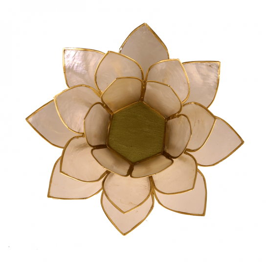 Photophore Lotus naturel bordure dorée