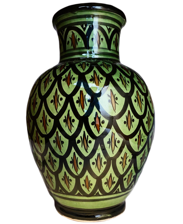 Dark green Moroccan pottery vase