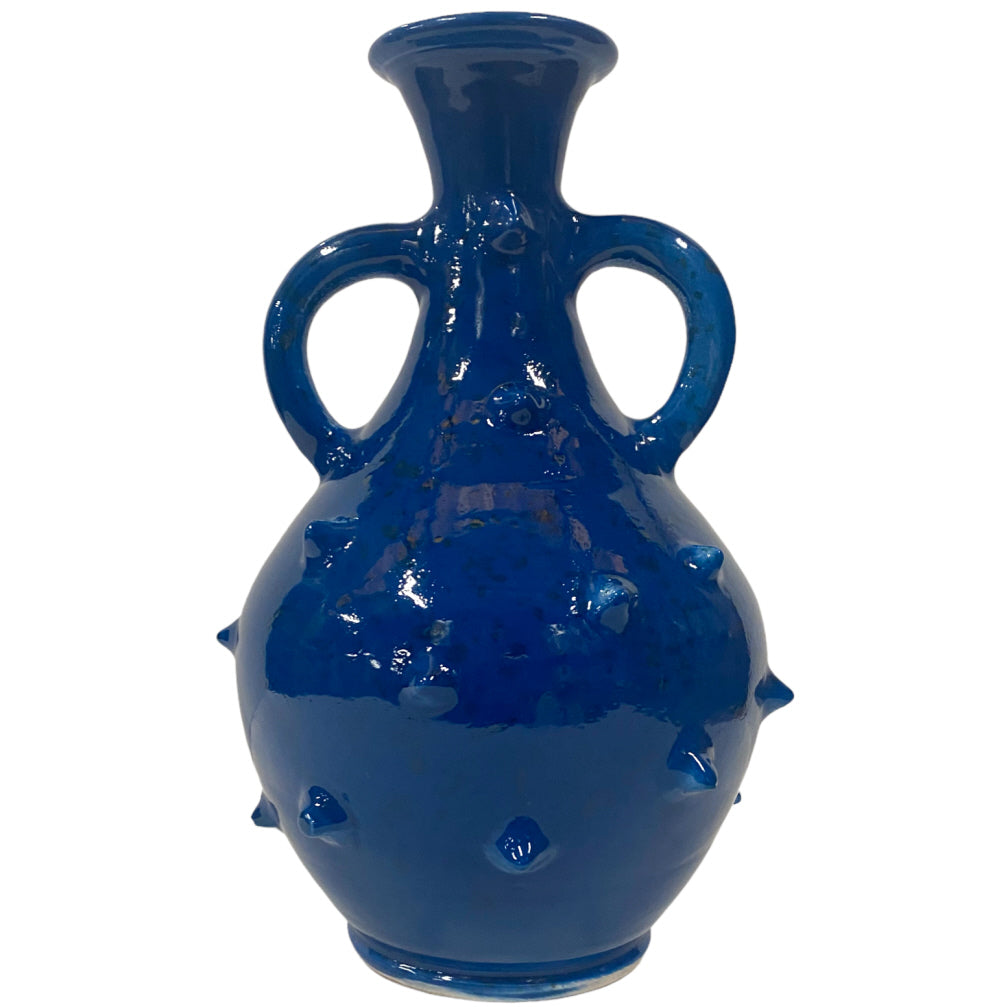 Vaas kruik met stekels donkerblauw – aardewerk met glanzend glazuur