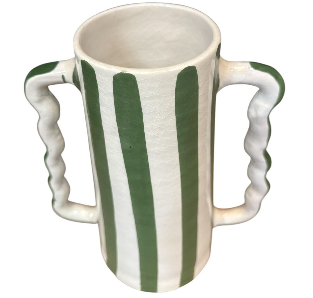 Handmade Ceramic Vase with Double Handle – 25 cm