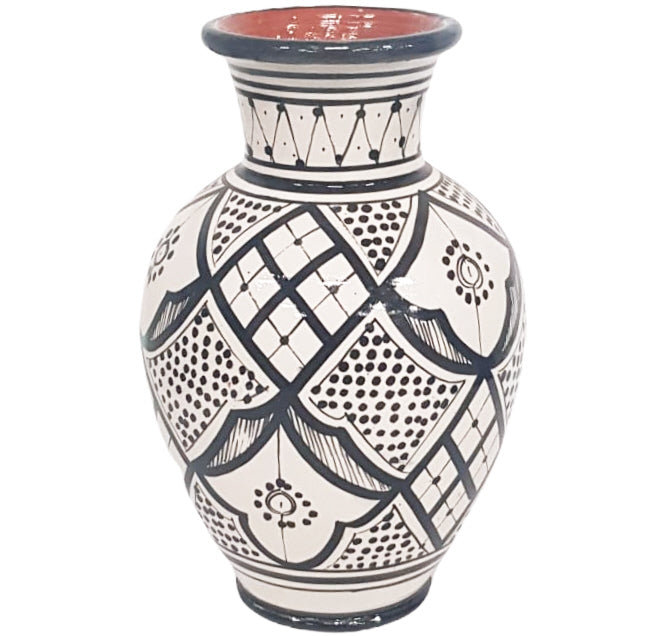 Handmade ceramic vase black white