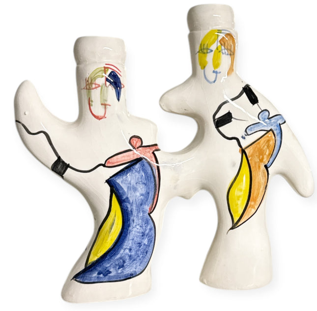 Handgemaakte Marokkaanse Kandelaar/Vaas met Abstract Gezichtsdesign