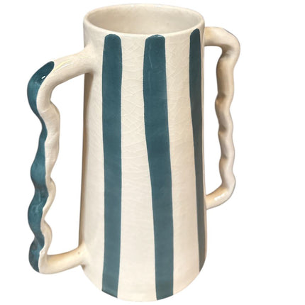 Handgefertigte Keramikvase mit Doppelgriff – 25 cm